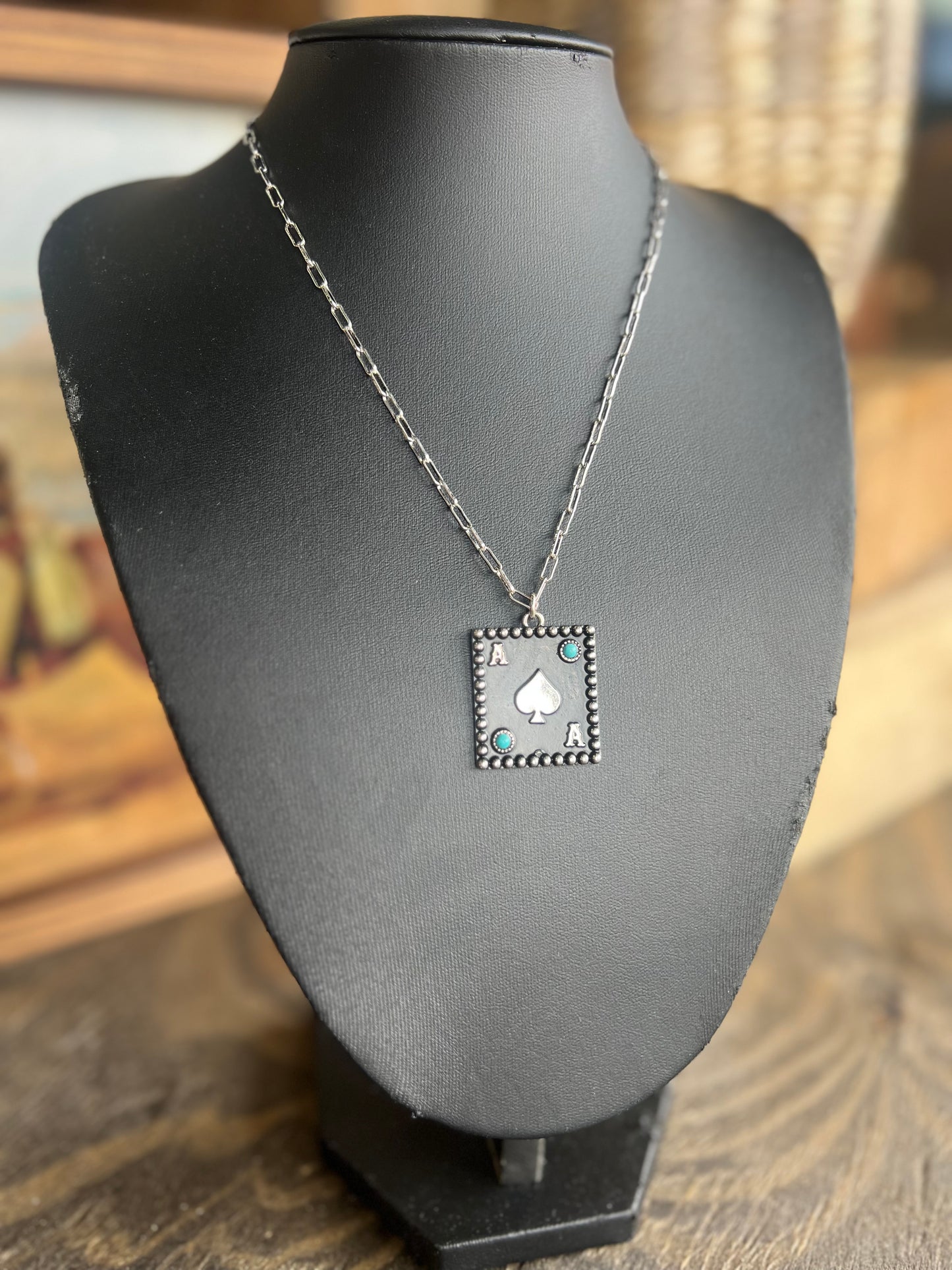 Turquoise Ace Card Necklace