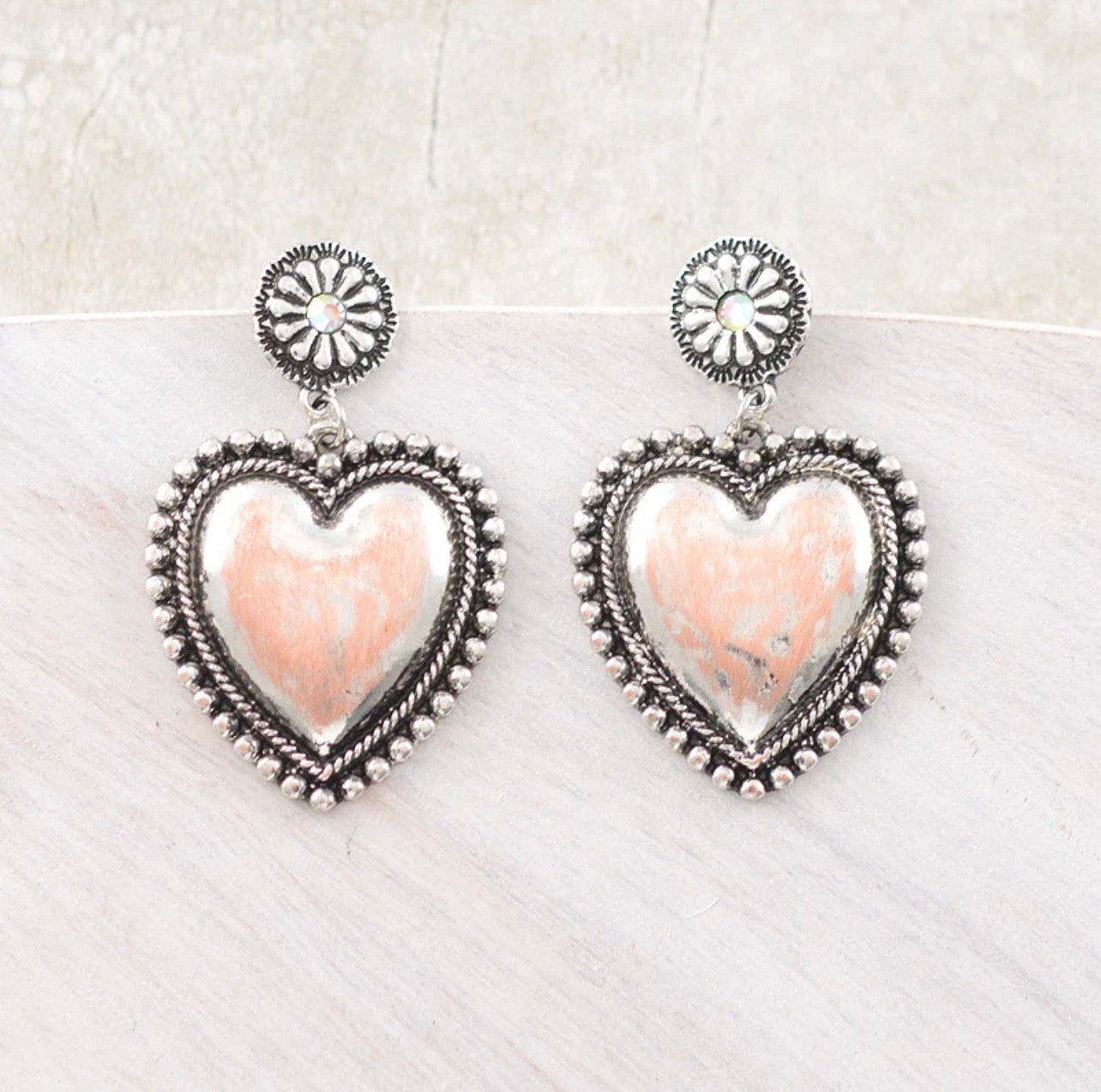 Concho Heart Dangle Earrings