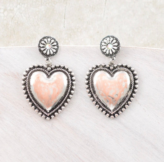 Concho Heart Dangle Earrings
