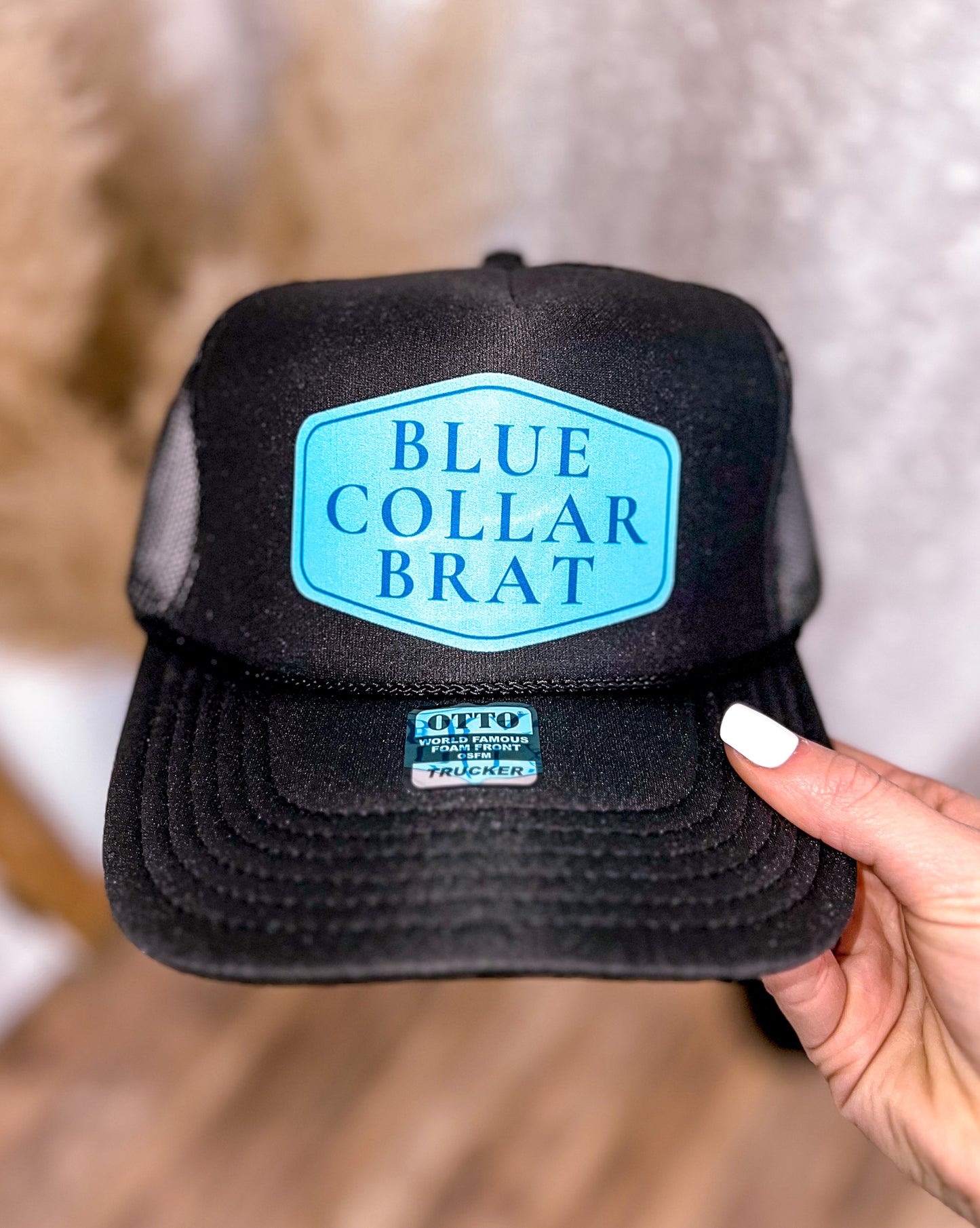 Blue Collar Brat Trucker Hat- Turquoise