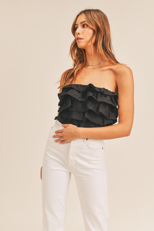 Jetson Ruffle Lace Back Top