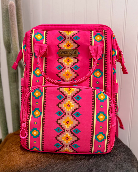 Pink Wrangler Aztec Diaper Bag