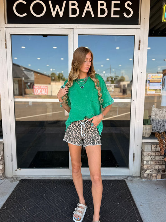 Kelly Green Acid Wash Tee