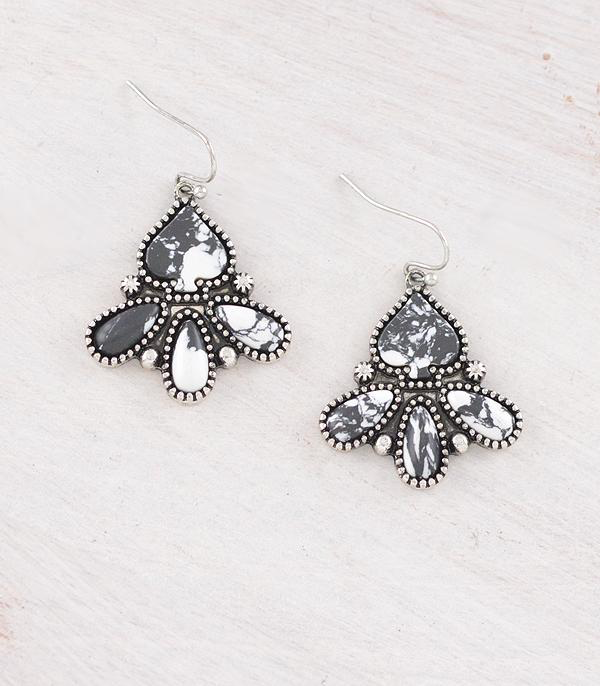 Spade Semi Stone Earrings