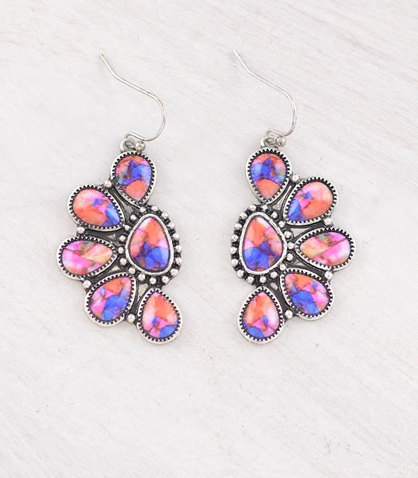 Orange/Blue Cluster Earrings
