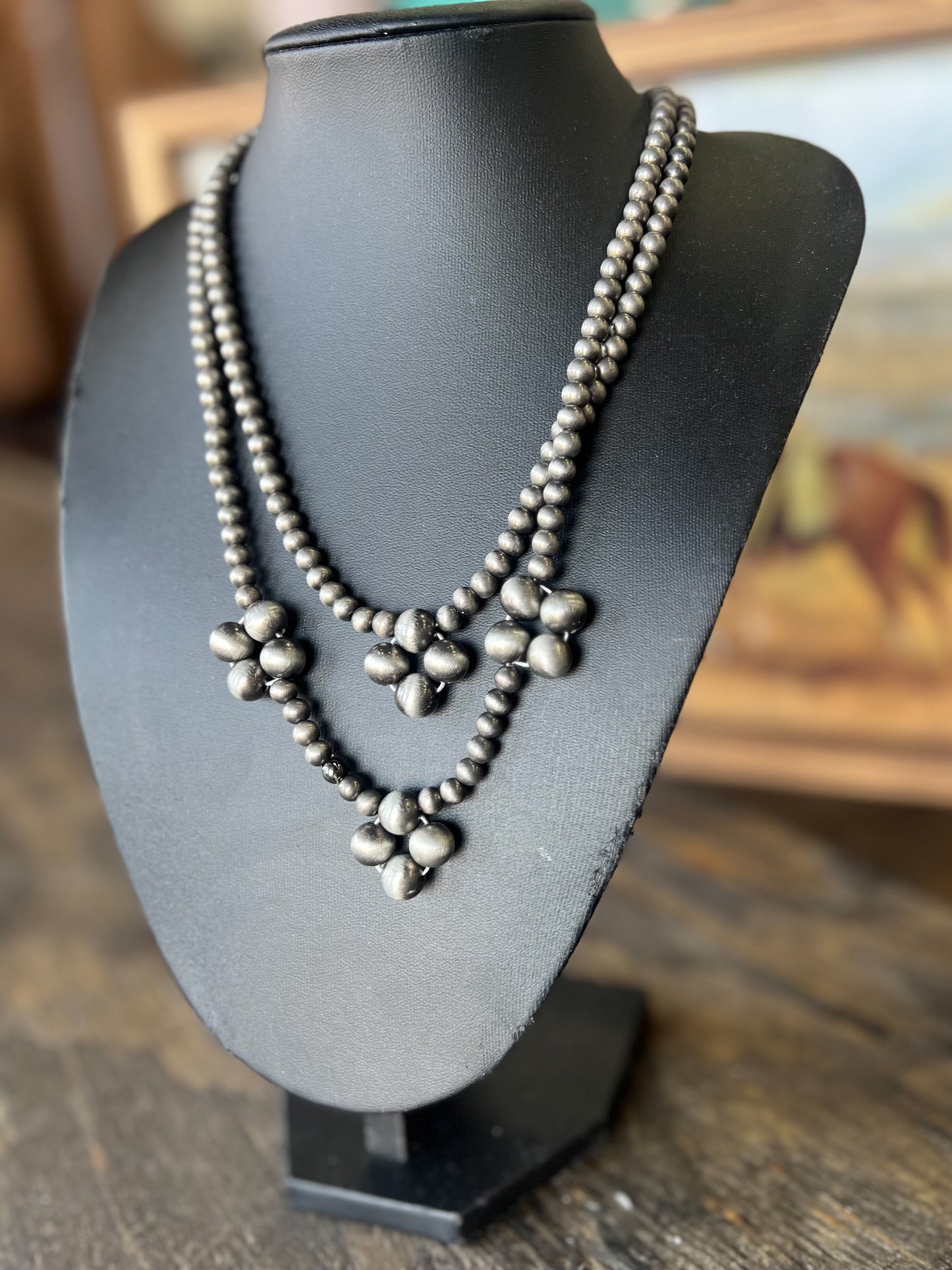 Clover Pattern Layered Navajo Pearl Necklace
