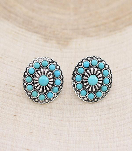 Turquoise Circle Cluster Earrings