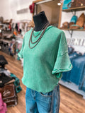 The Gabby Waffle Knit Top *Kelly Green