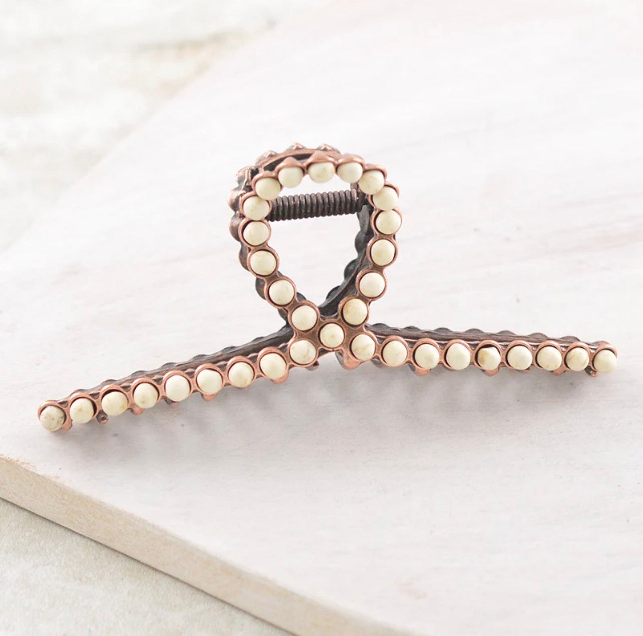 Navajo Pearl Bead Hair Claw Clip
