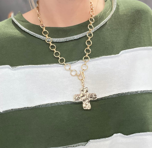 Hammered Cross Necklace