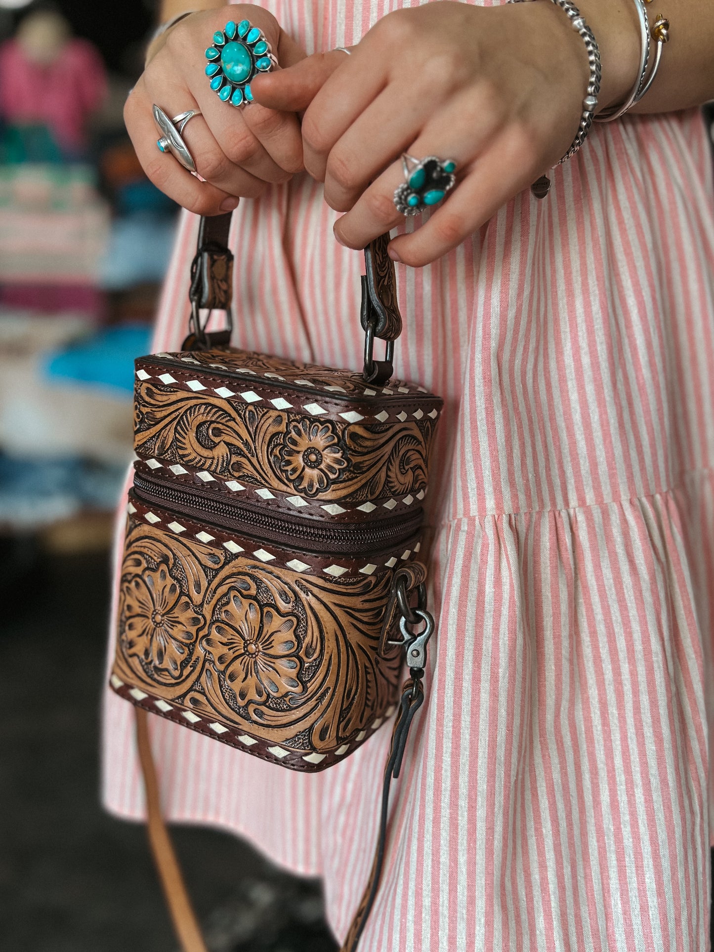 Tooled Leather Mini Purse/Crossbody