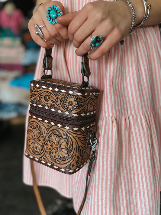 Tooled Leather Mini Purse/Crossbody