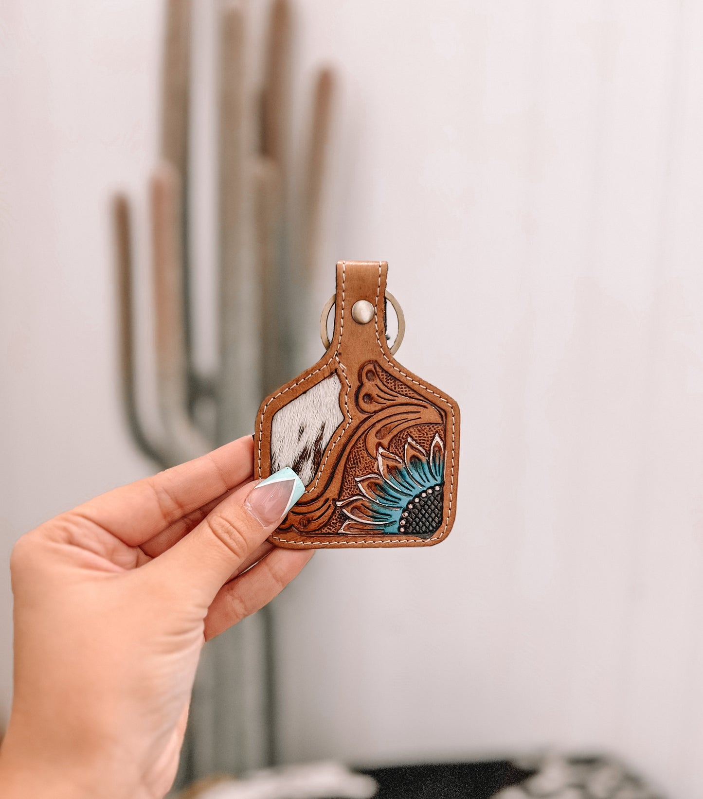 In My Morning Hand-tooled Leather Key Fob