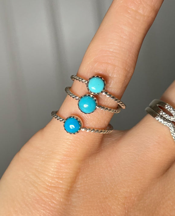 Dainty Single Stone Turquoise Ring