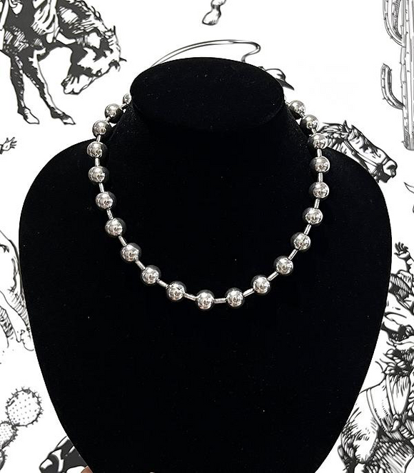Silver Ball Bead Necklace * Large