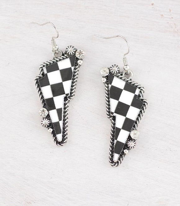 Checkered Bolt Earrings