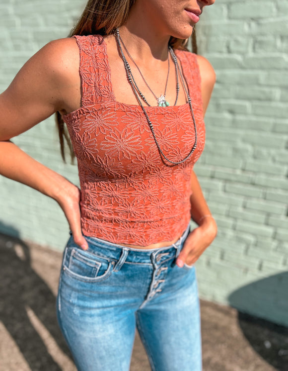 The Caeley Floral Jacquard Tank