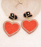 Cowgirl Hat Heart Earrings