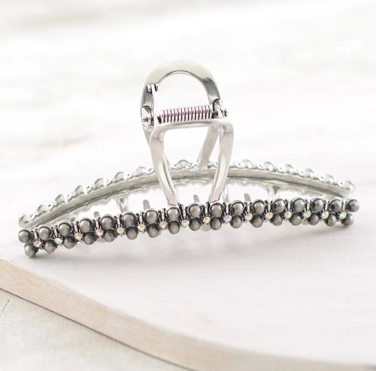 Rhinestone & Navajo Pearl Bead Hair Claw Clip