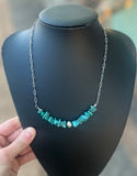 Green Turquoise Chip with Sterling Silver Pearl Necklace