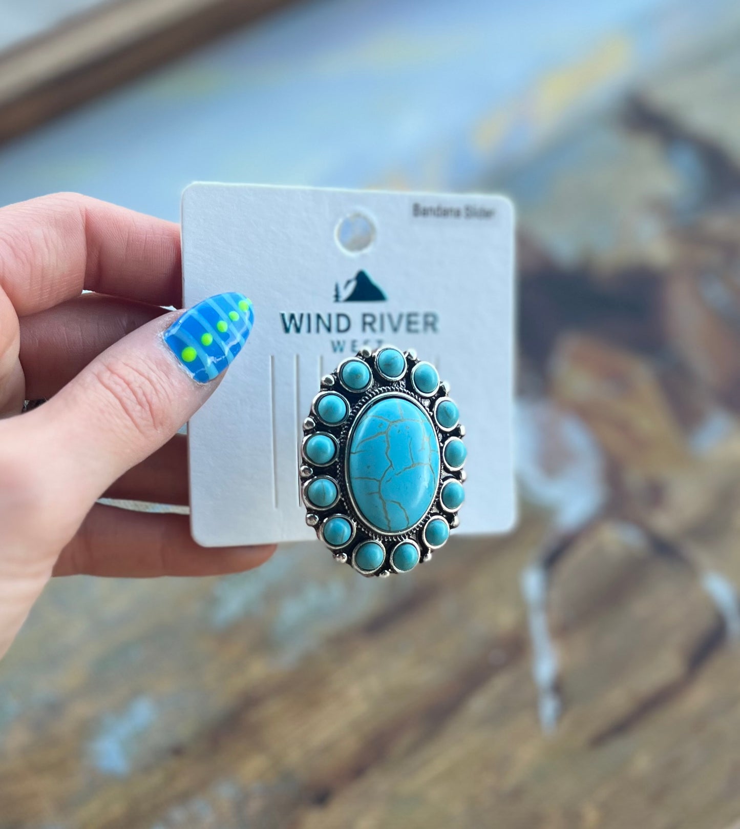 Turquoise Cluster Scarf Slide