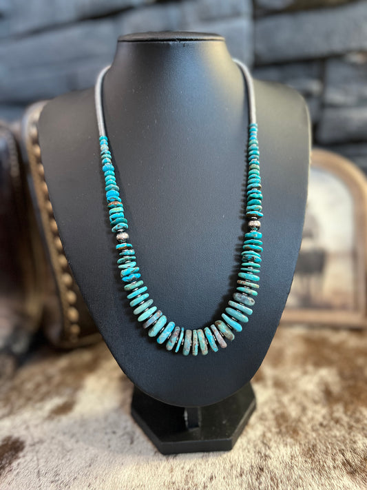 Dark Blue Turquoise Graduated Necklace