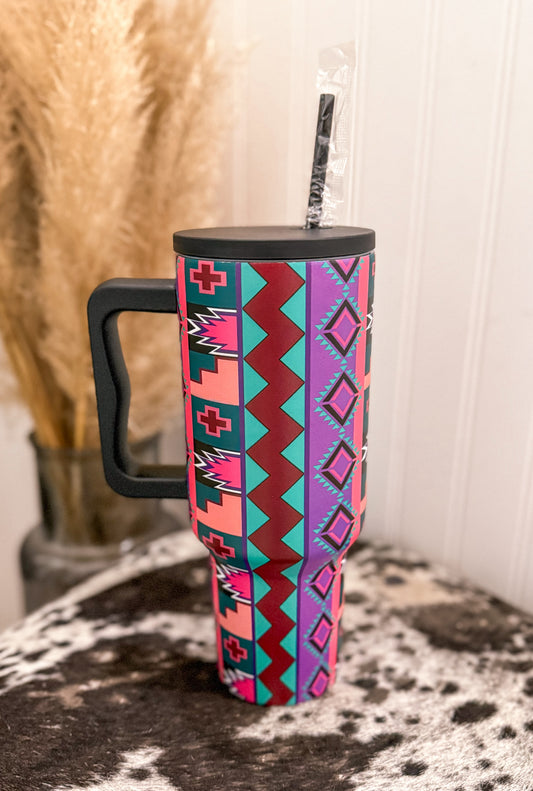 Purple Vintage Geo Tumbler