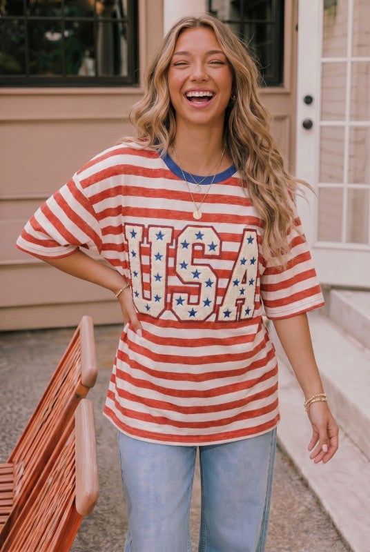 Stars & Stripes Oversized Graphic Tee