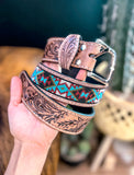 George Aztec Beaded & Tooled Belt