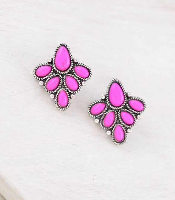 Semi Stone Post Earrings