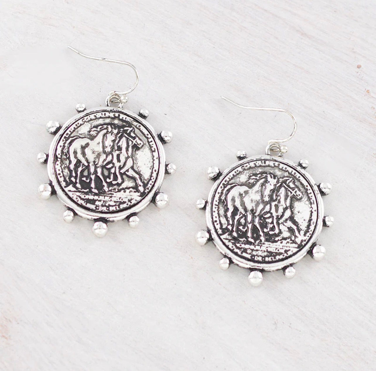 Western Horse Coin Earrings