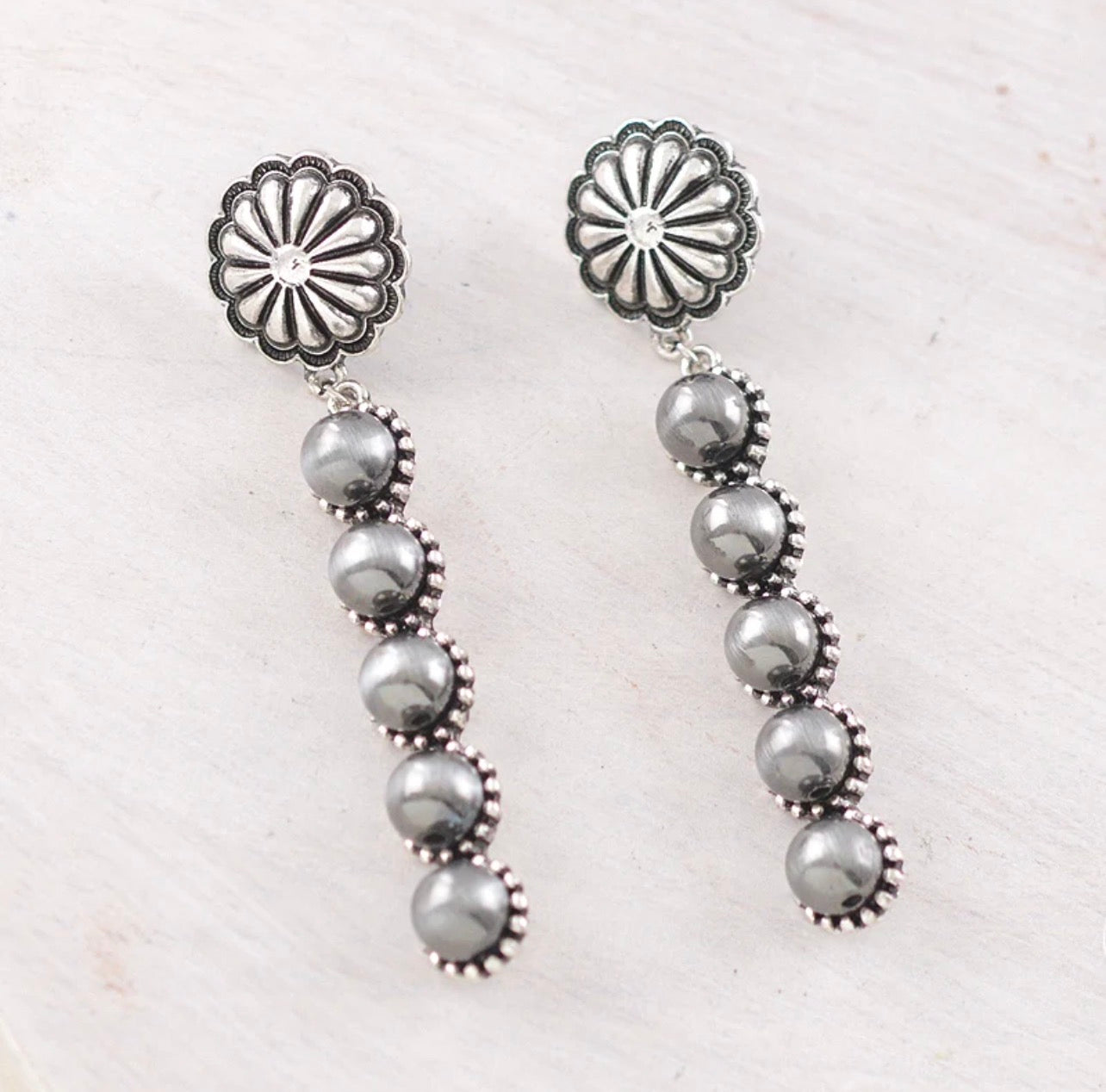 Navajo Pearl Bead Drop Earrings