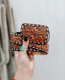 Florence Tooled Belt with Tooled Belt Buckle