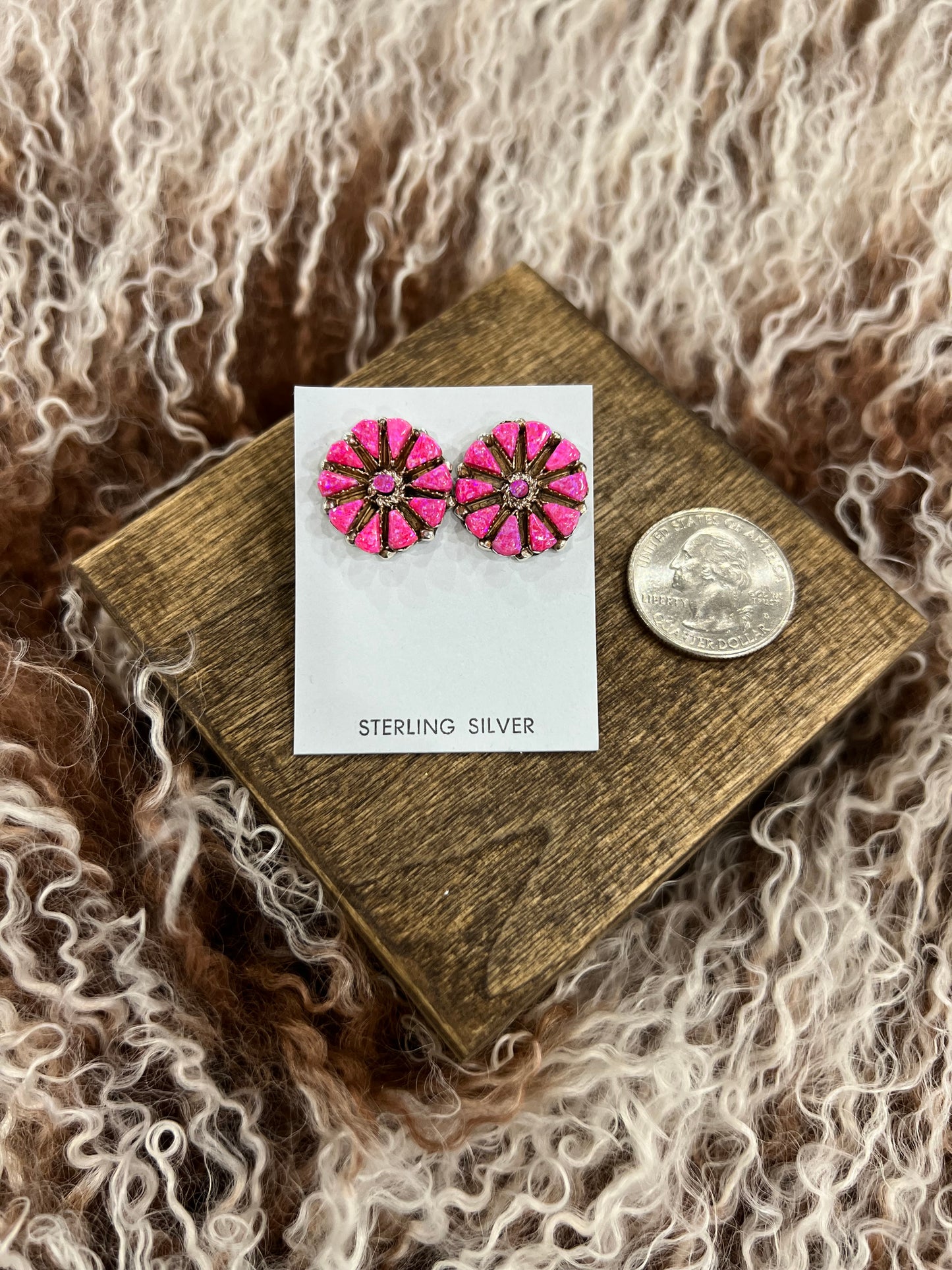 Pink Opal Flower Earrings