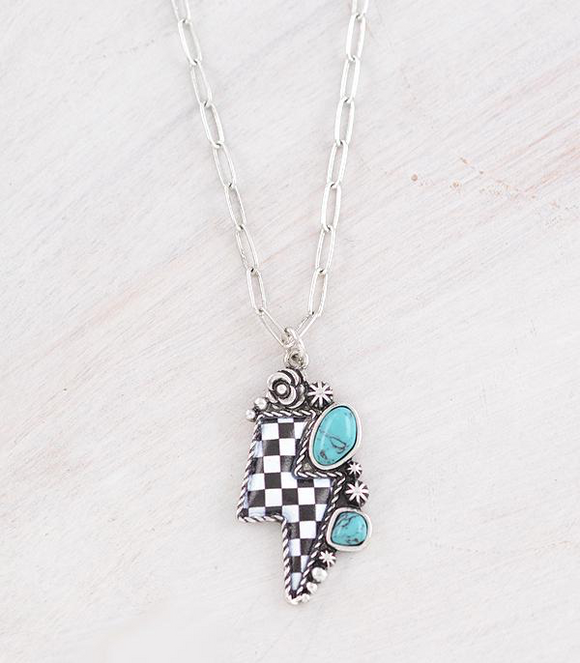 Checkered Bolt Necklace