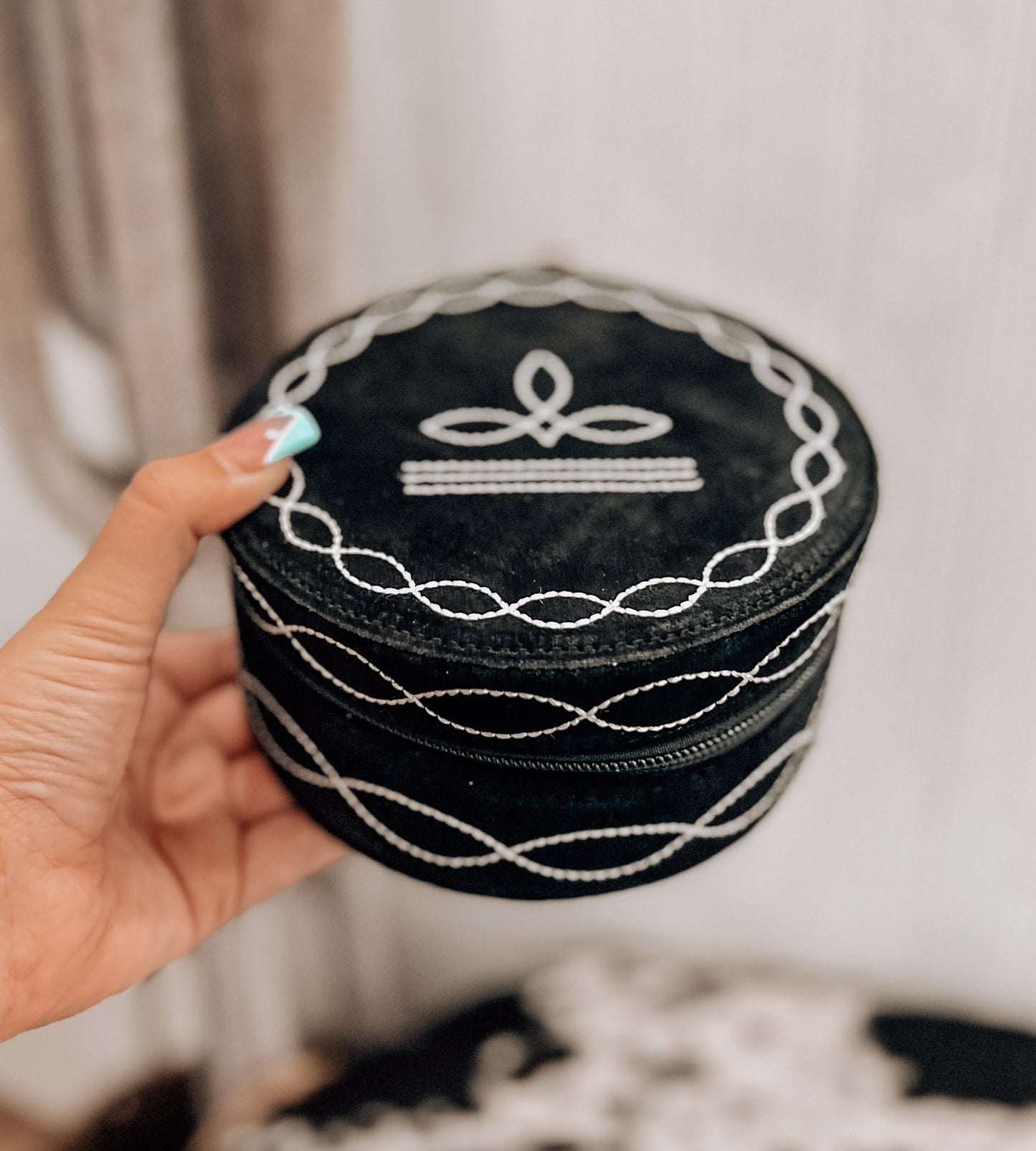 Black Boot Stitch Jewelry Box