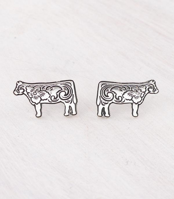 Cow Tooled Look Earrings