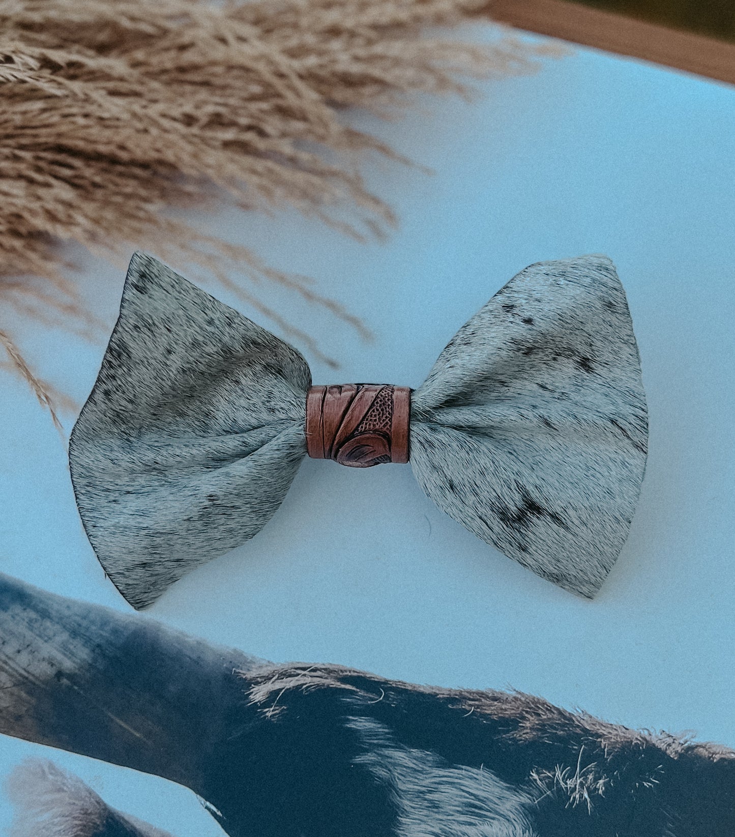 Cowhide & Tooled Leather Hairbow