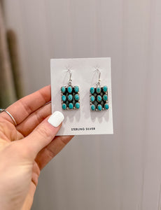 Rectangle Cluster Kingman Turquoise Earrings