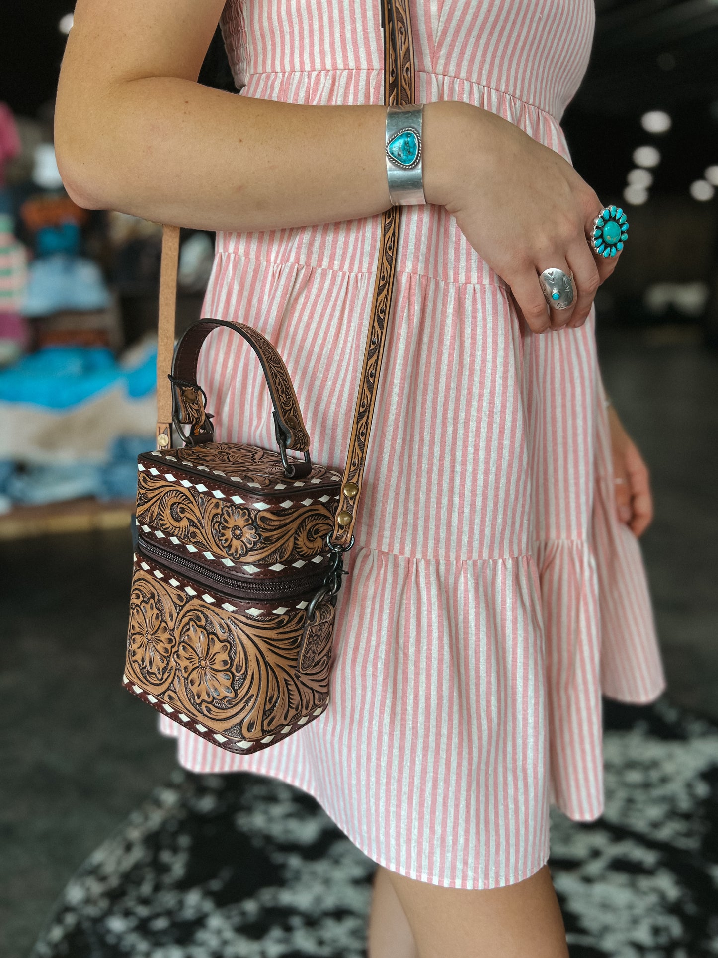 Tooled Leather Mini Purse/Crossbody
