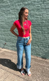 The Macey Exposed Seam Crop *Red