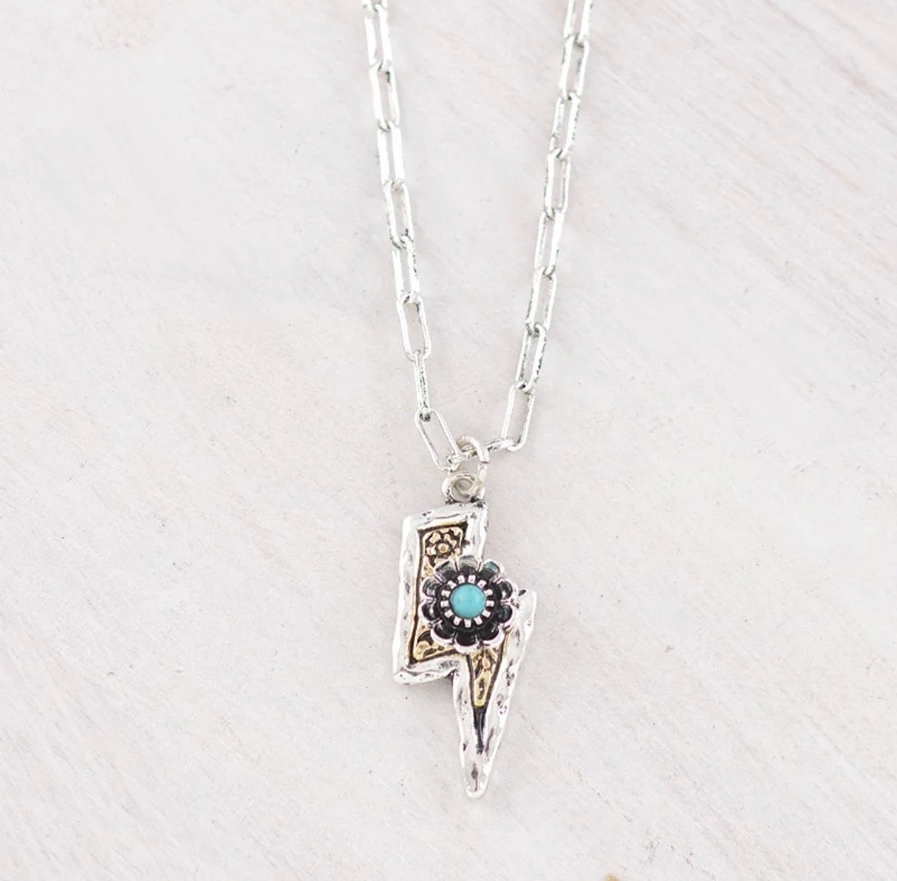 Floral Tooling Bolt Necklace