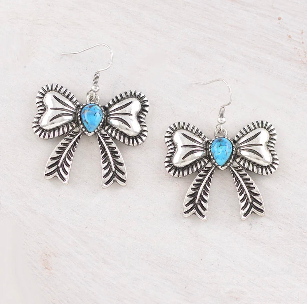 Semi Stone Bow Earrings