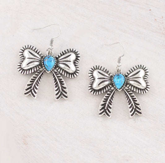 Semi Stone Bow Earrings