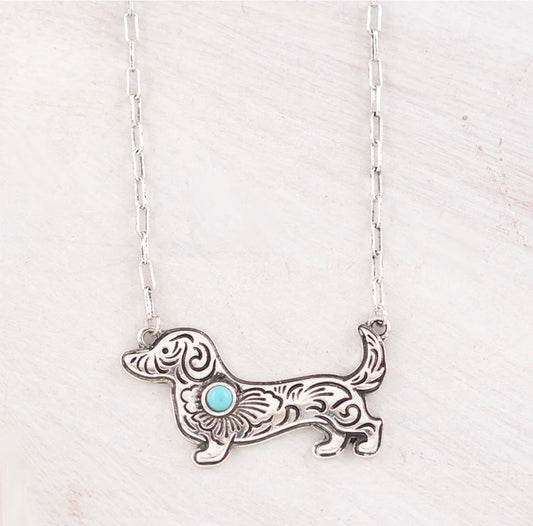 Tooling Dachsund Necklace