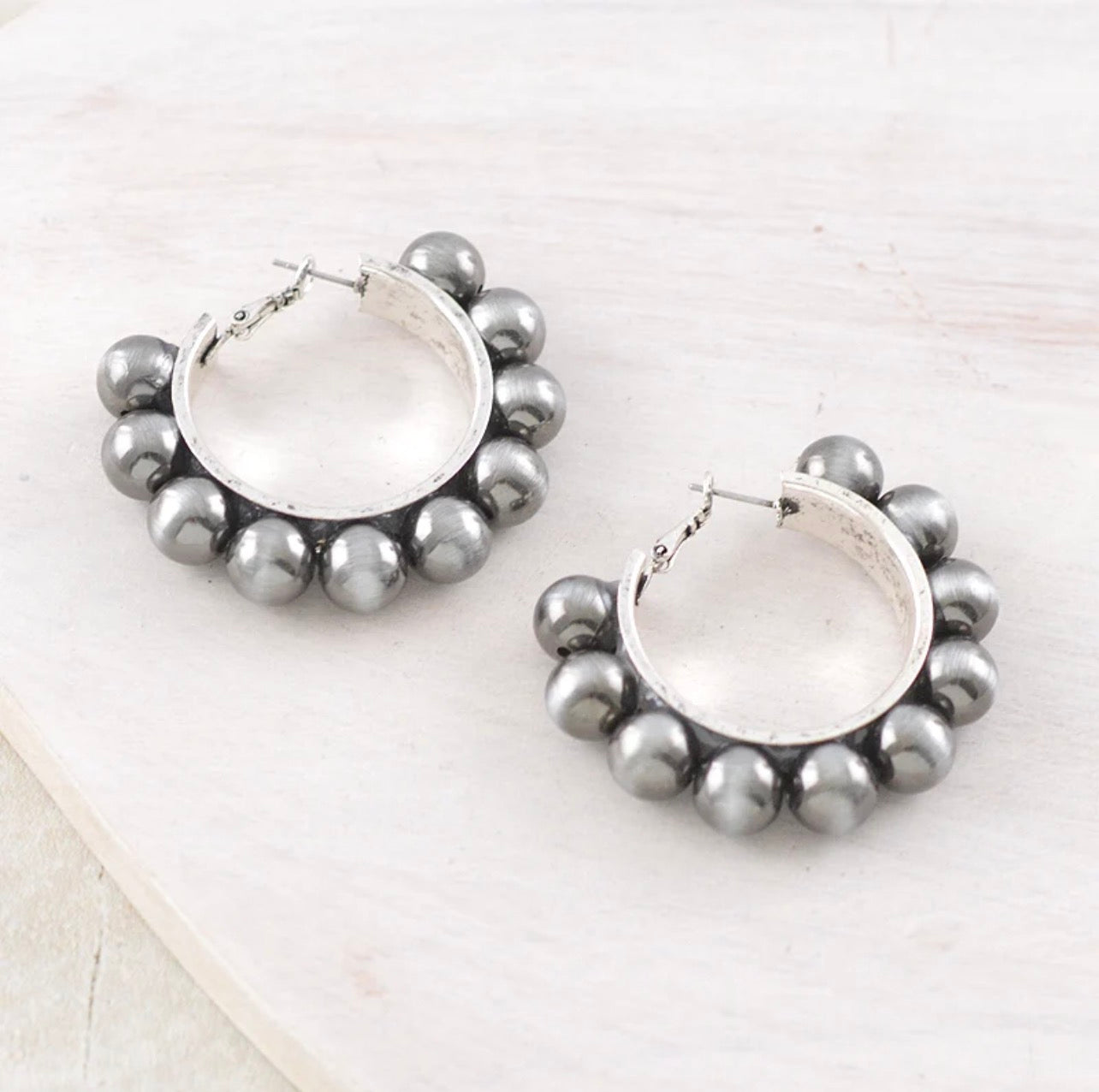 Navajo Pearl Bead Hoop Earrings