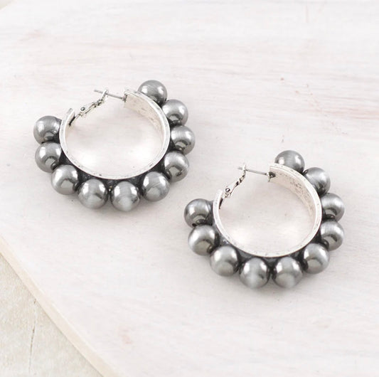 Navajo Pearl Bead Hoop Earrings