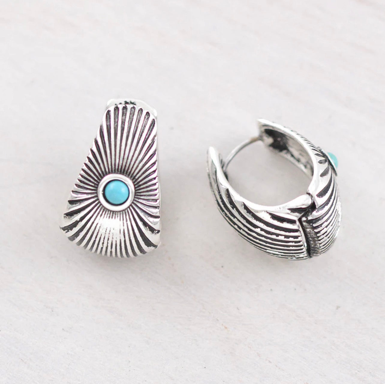 Western Hoop & Turquoise Earrings
