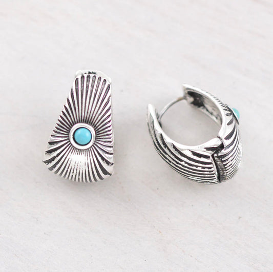 Western Hoop & Turquoise Earrings