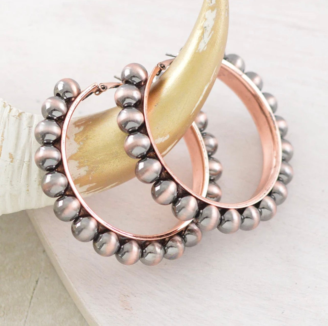 Navajo Pearl Bead Hoop Earrings